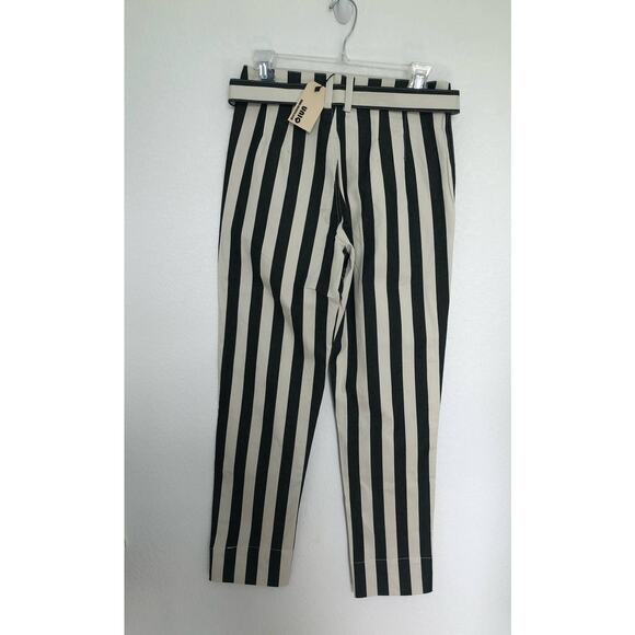 Uniq Gray and White Striped Pants with Grommet Belt - S - Picture 3 of 7